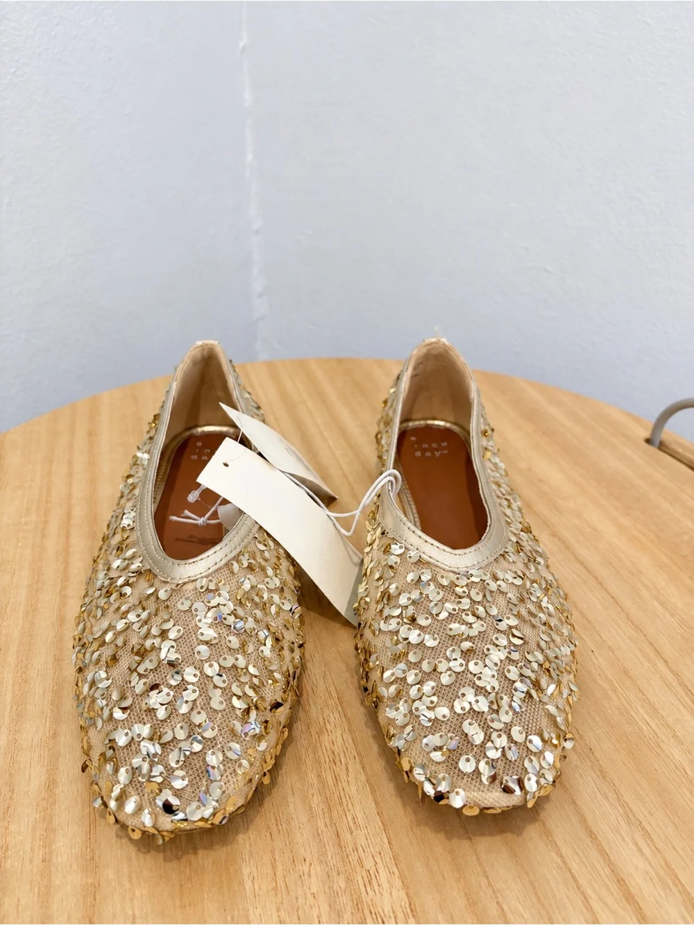 a new day Gold Sequin Slip-On Flats